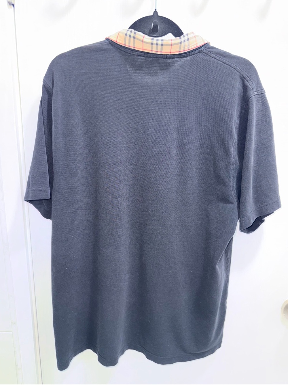 Burberry London Men’s Polo Shirt XXL Black Nova Check Collar - Picture 2 of 9